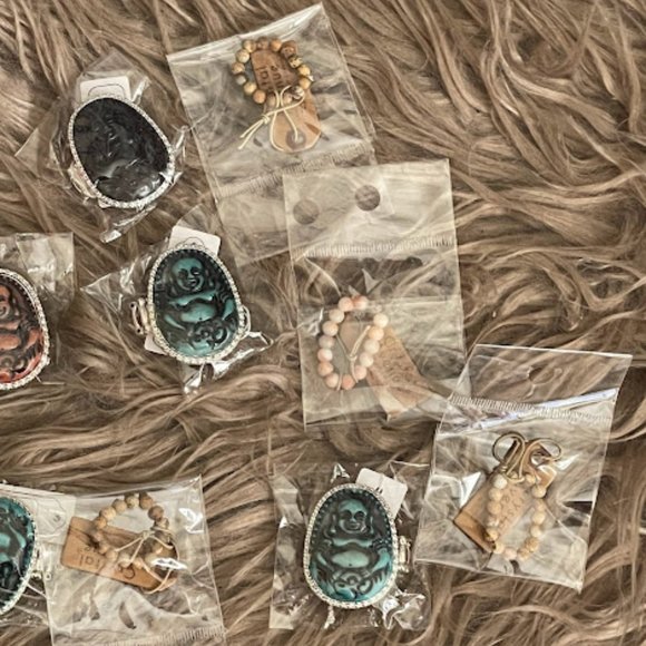 Buddha Adjustable Ring and Natural Stone Set - Picture 1 of 5